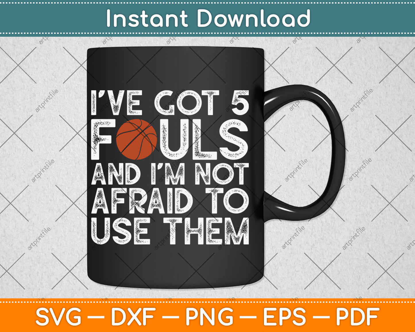 Funny Basketball Player - Hoops 5 Fouls Svg Digital Cutting File