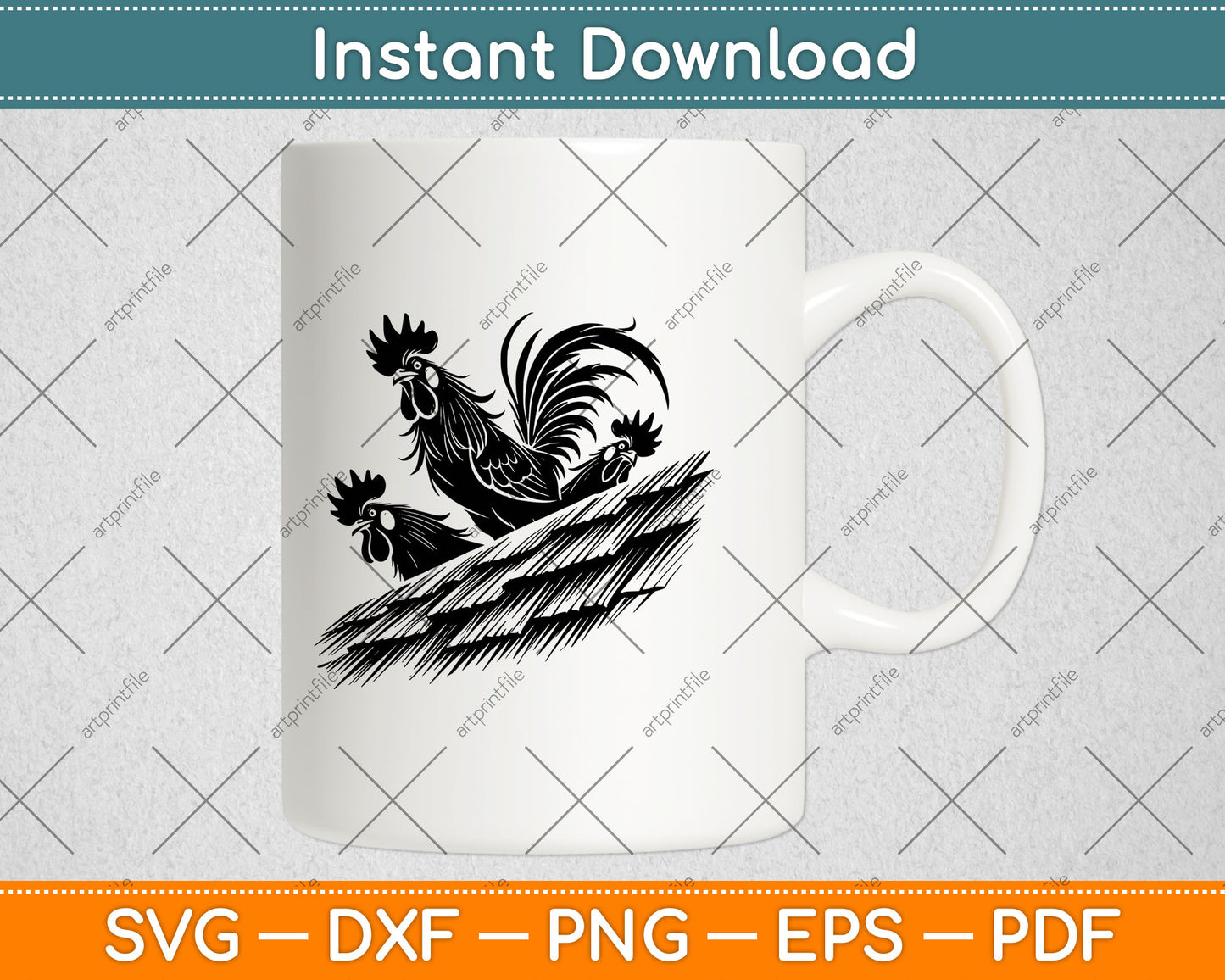 Funny Chicken Peeking Rooster Svg Digital Cutting File