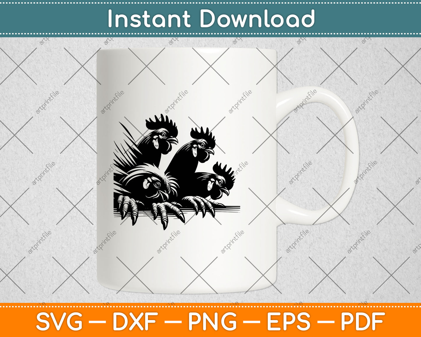 Funny Chicken Peeking Rooster Svg Digital Cutting File
