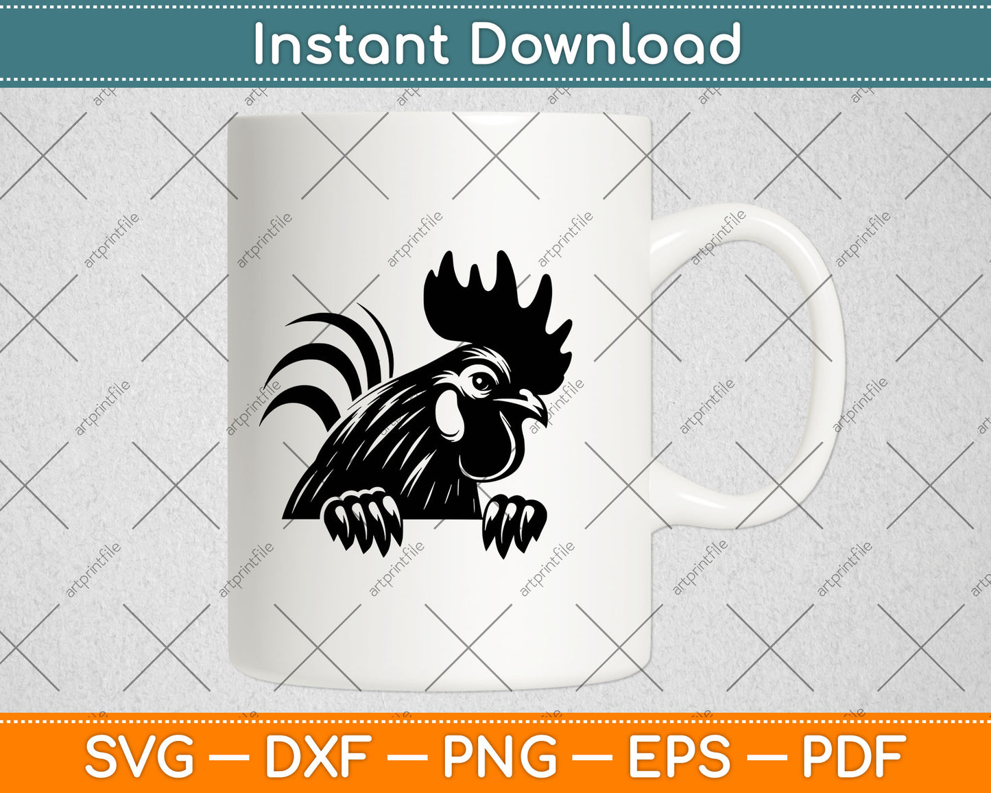 Funny Chicken Peeking Rooster Svg Digital Cutting File