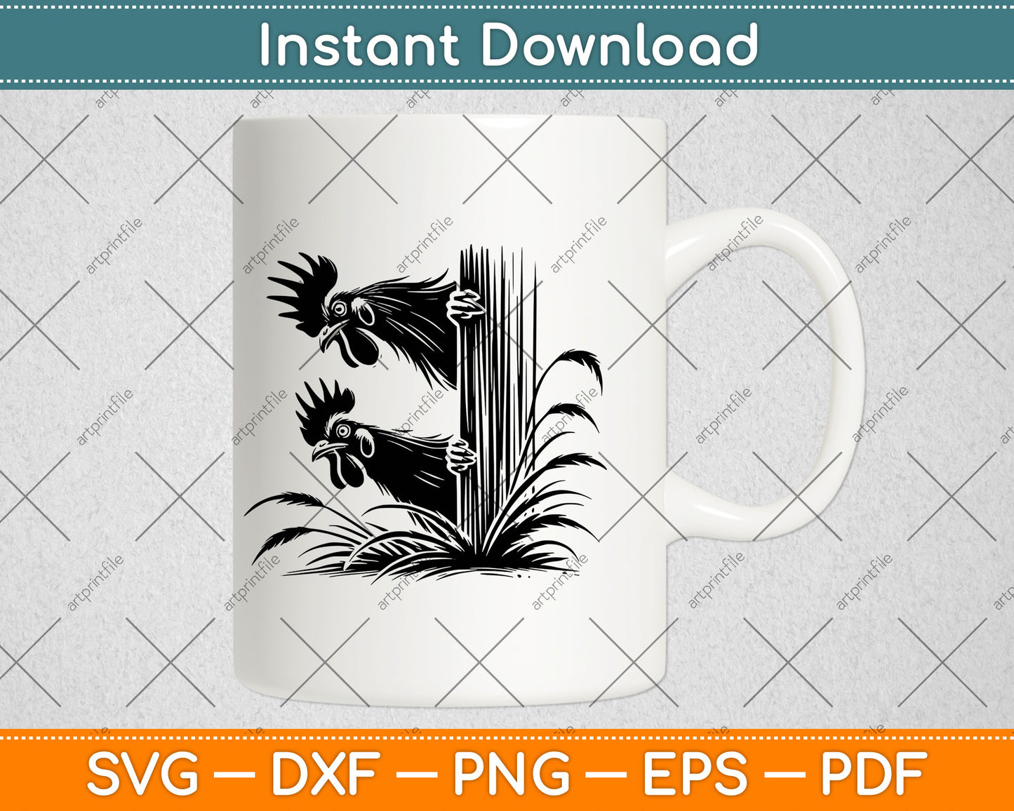 Funny Chicken Peeking Rooster Svg Digital Cutting File