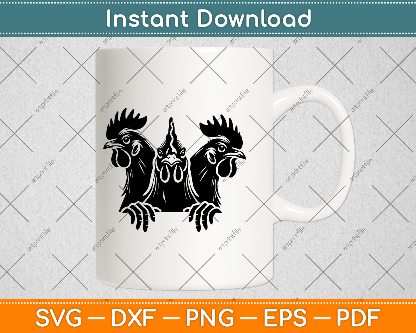 Funny Chicken Peeking Rooster Svg Digital Cutting File