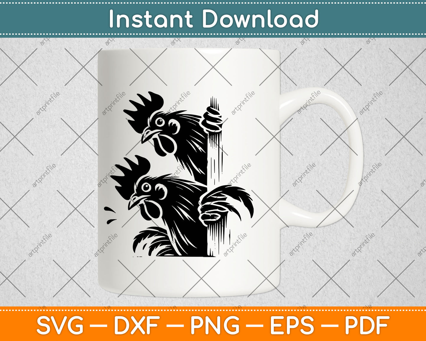 Funny Chicken Peeking Rooster Svg Digital Cutting File