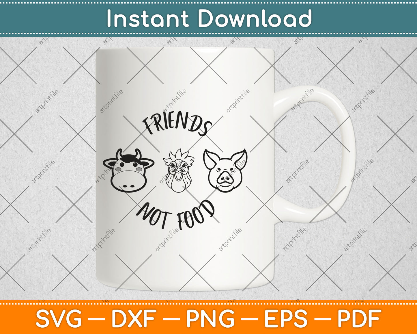 Funny Cute Awesome Vegan Vegetarian Friends Not Food Svg Digital Cutting File