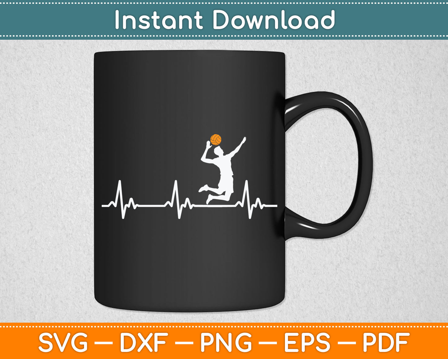 Funny Heartbeat Volleyball Player Svg Digital Cutting File