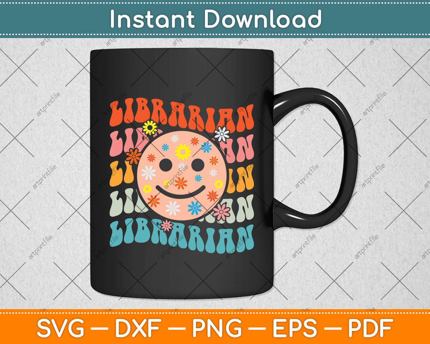Funny Librarian Groovy Back To School Teachers Day Svg Digital Cutting File