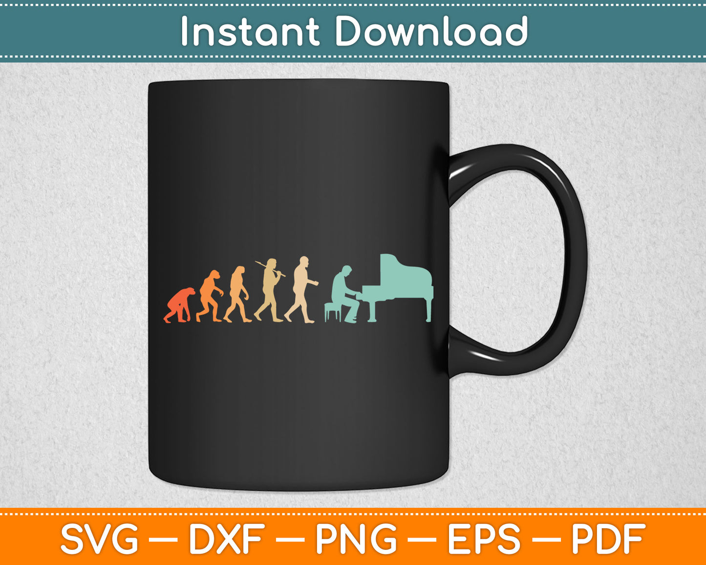 Funny Piano Player Evolution Pianist Piano Lover Svg Digital Cutting File