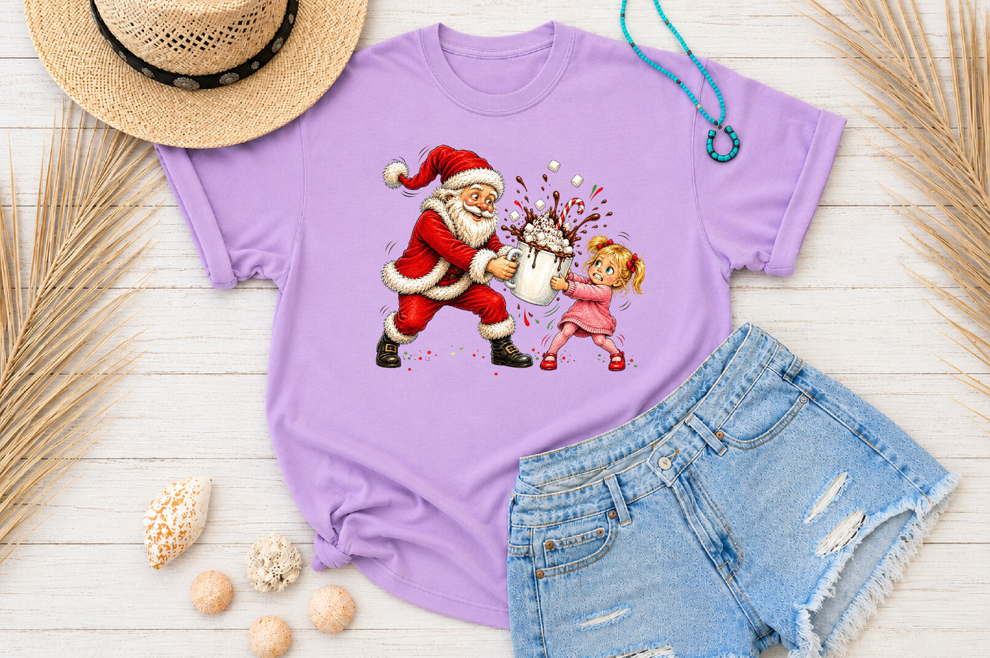 Funny Santa Hot Cocoa Splash PNG Sublimation