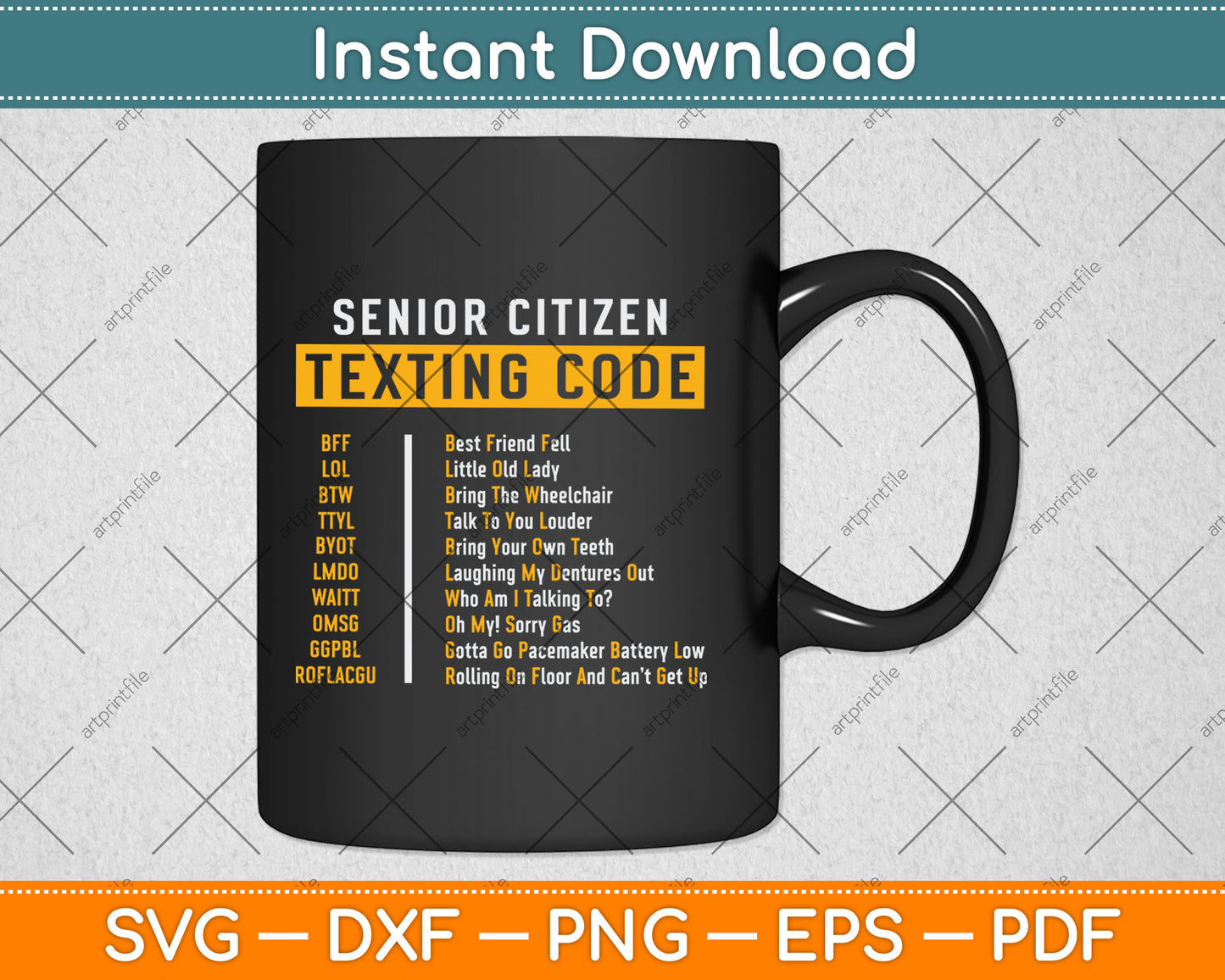 Funny Senior Citizen Texting Code Design Gift for Grandpa Svg Digital Cutting File