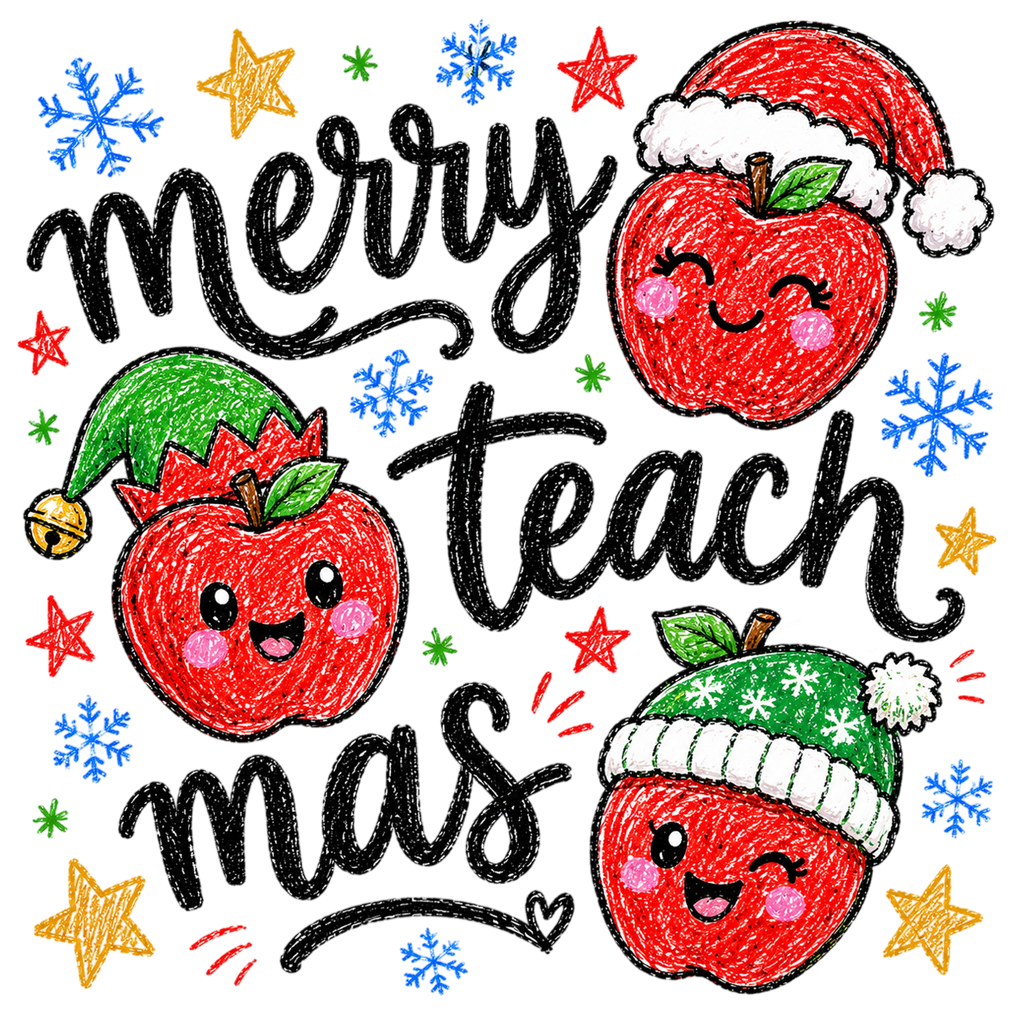 Merry Teach Mas Christmas PNG, Funny Teacher Christmas Apple Sublimation Design
