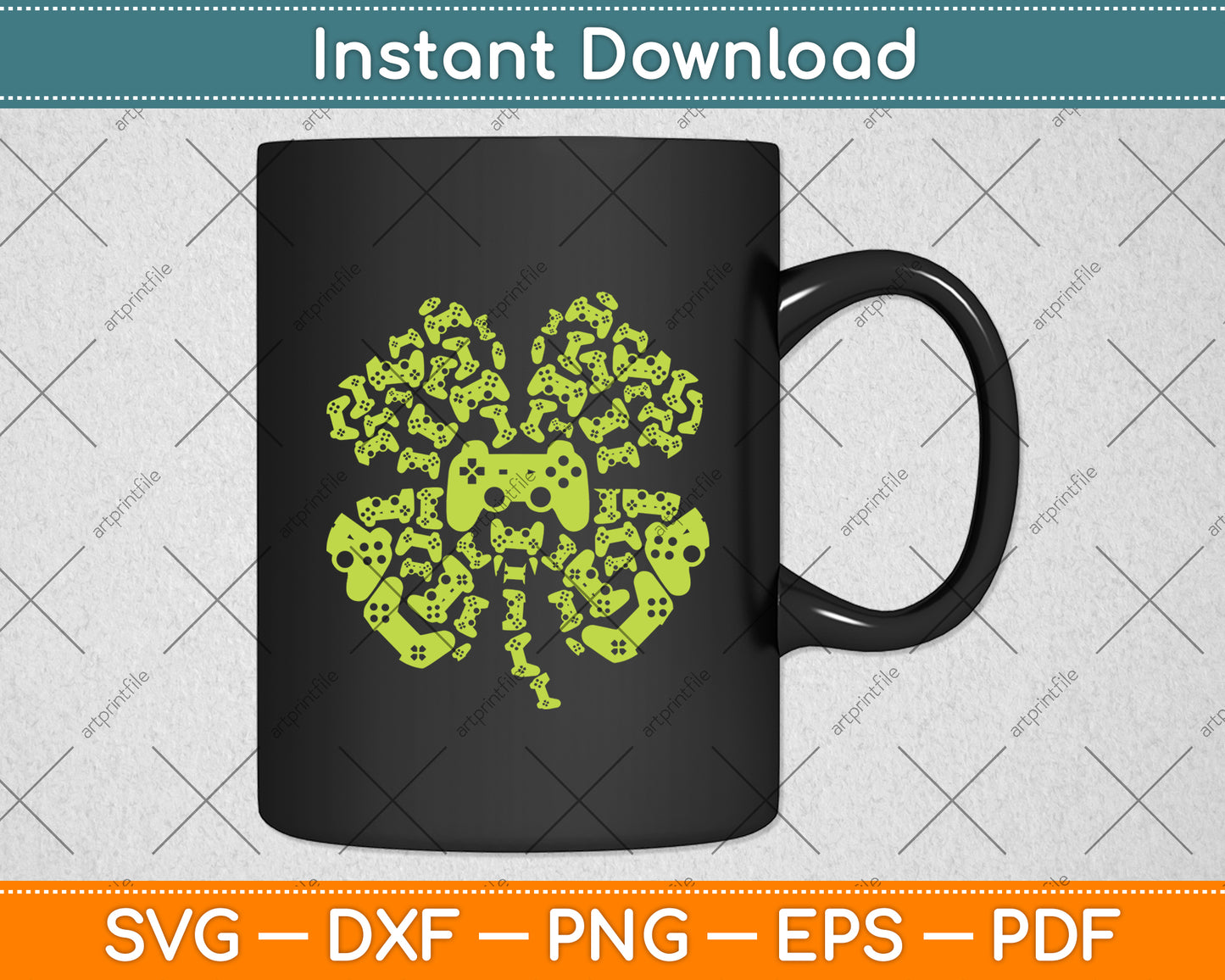 Game Controller Shamrock St Patricks Day Svg Digital Cutting File