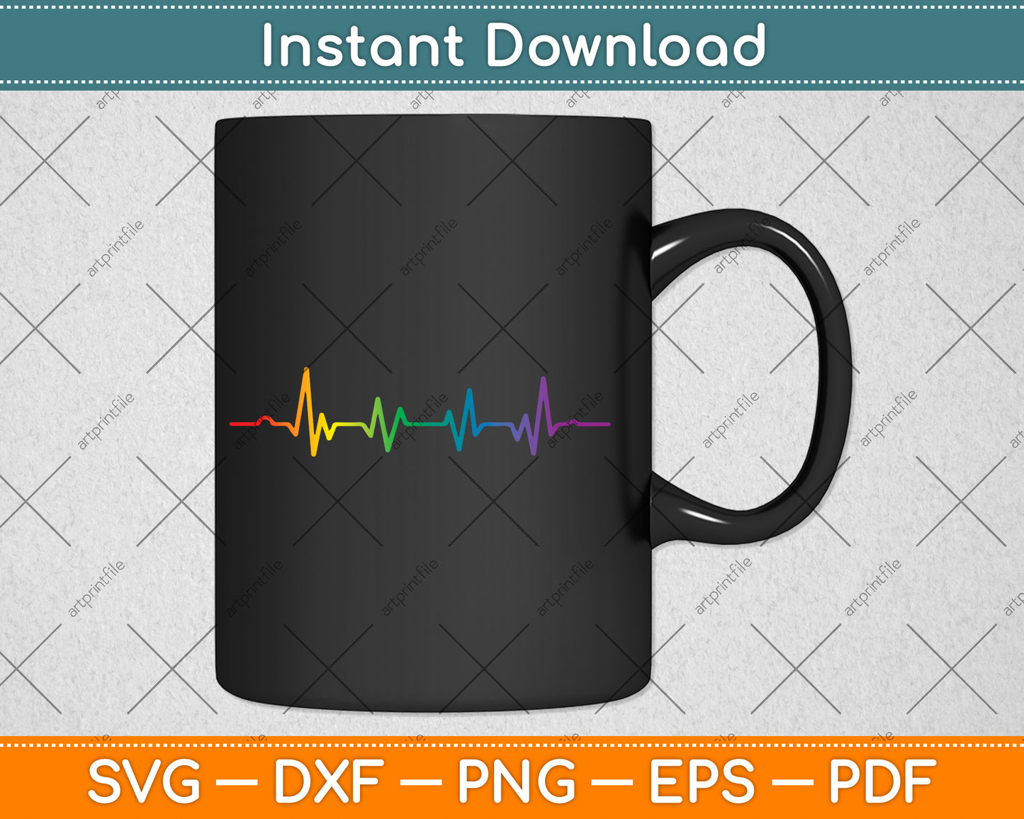 Gay Heartbeat Pride Rainbow Flag LGBTQ Cool LGBT Ally Gift Svg Digital Cutting File