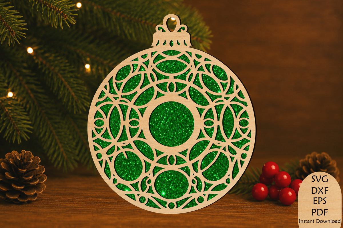 Elegant Geometric Christmas Ornament Laser Cut SVG File