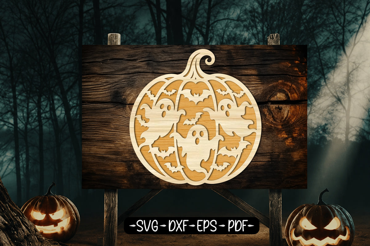 Ghost Pumpkin Halloween Laser Cut SVG Design