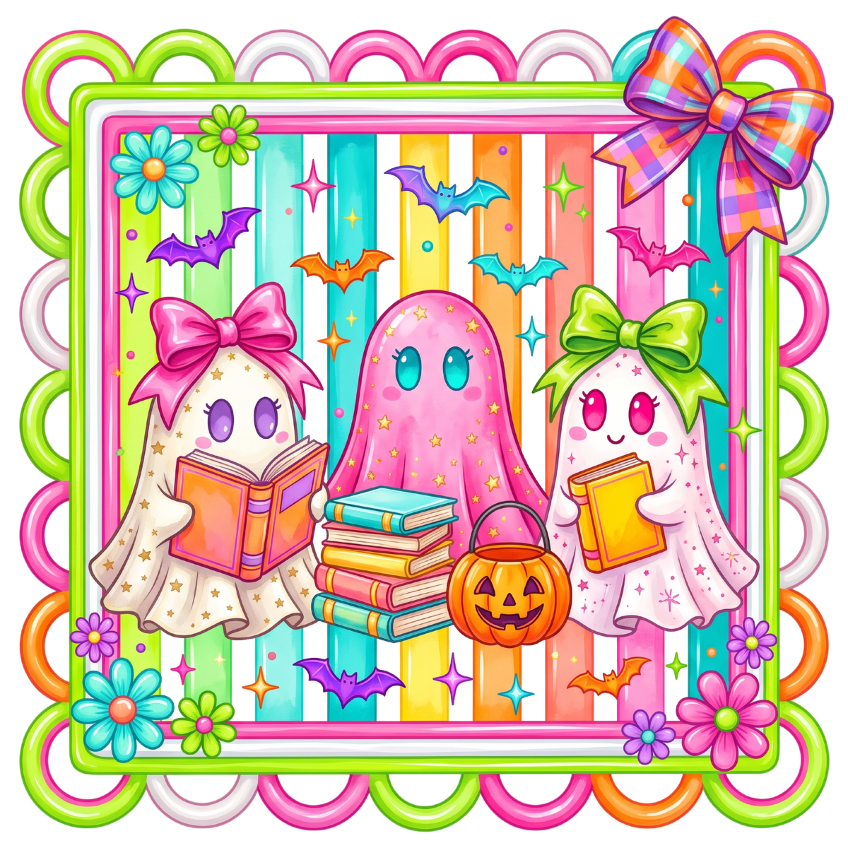 Ghost Reading Halloween Book PNG Bundle