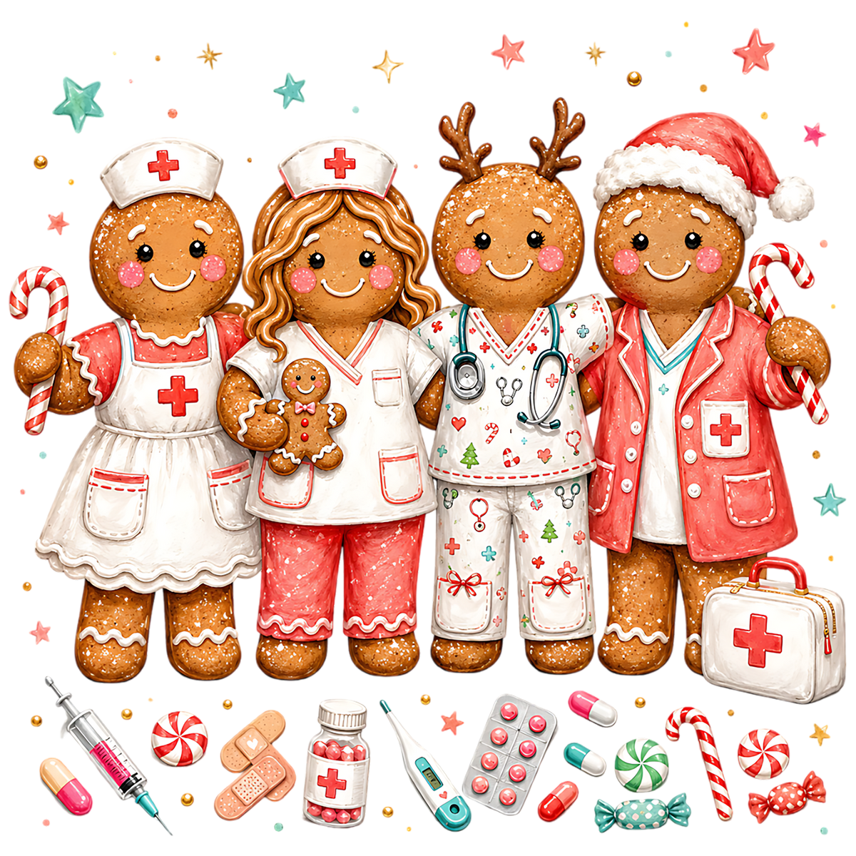 Gingerbread Christmas Nurse PNG