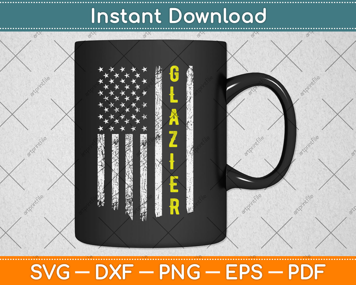 Glazier Vintage American USA Flag 4th OF July Svg Digital Cutting File