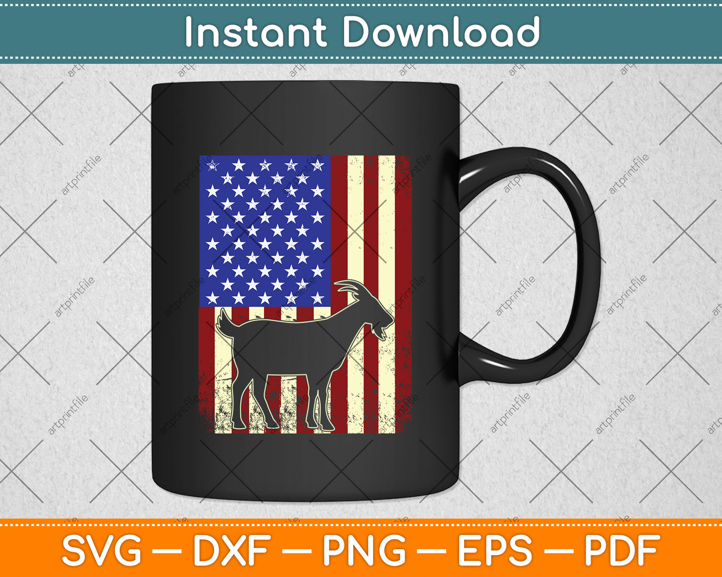 Patriotic Goat 4th of July American Flag Svg Digital Cutting File