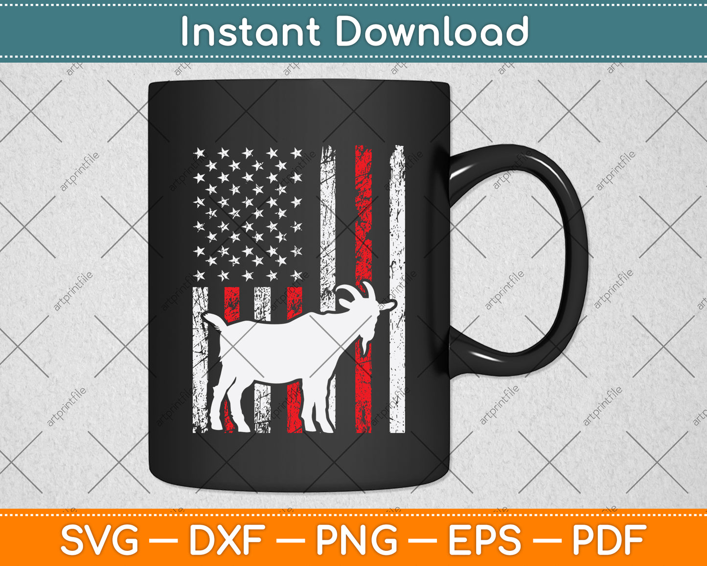 American Flag Goat USA Patriotic Animal Farm Lover Svg Digital Cutting File