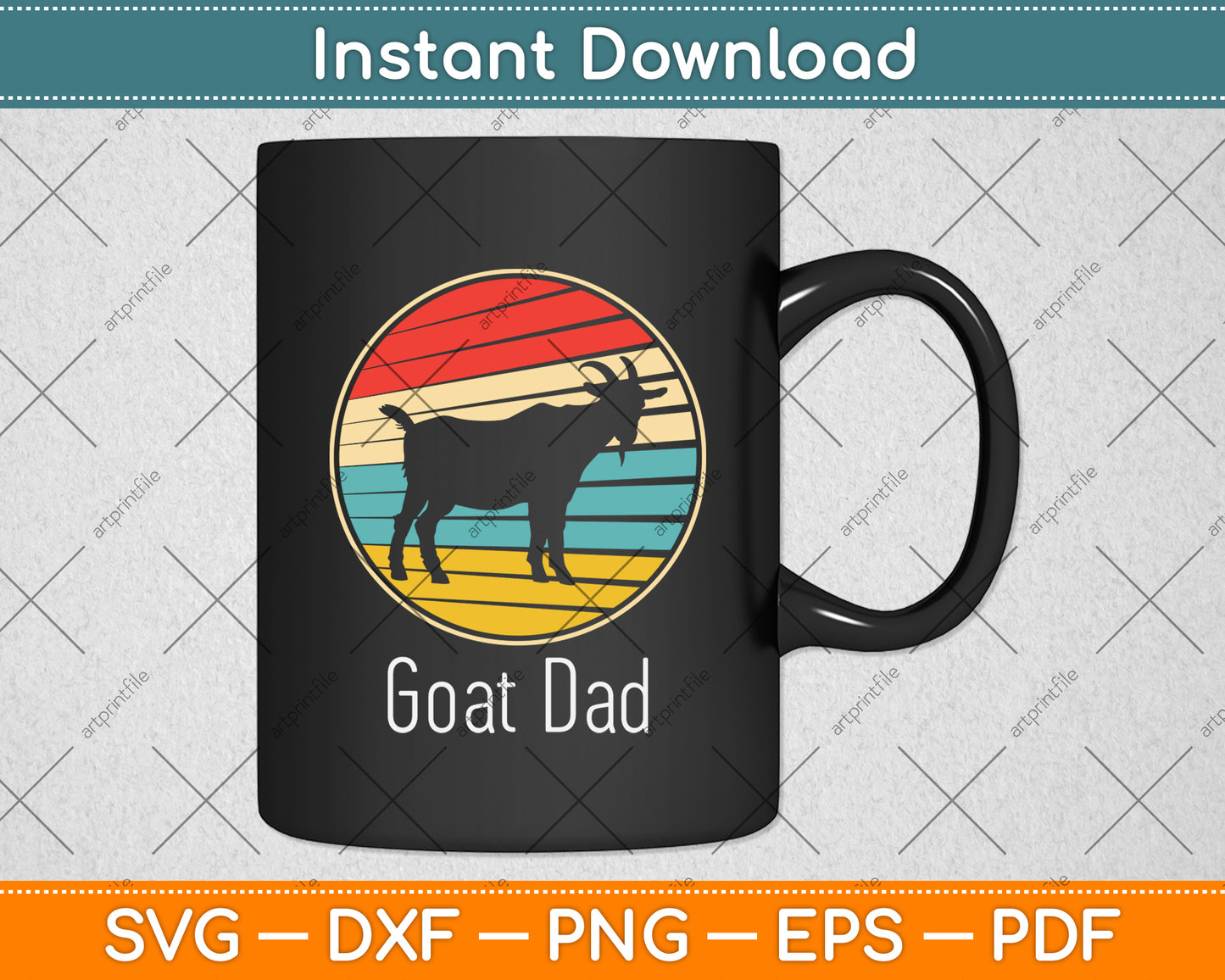 Vintage Retro Goat Dad Best Goat Daddy Funny Fathers Day Svg Digital Cutting File