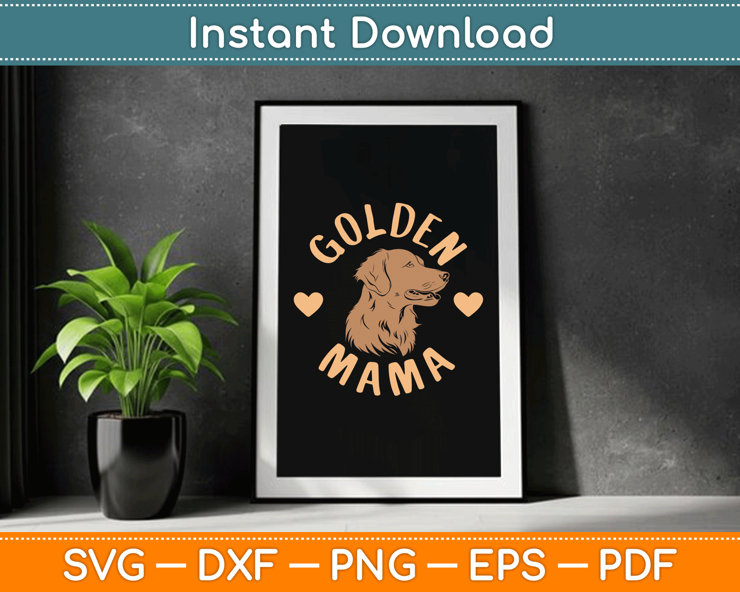 Golden Mama Cute Golden Retriever Dog Mom Pet Mother’s Day SVG Digital Cutting File