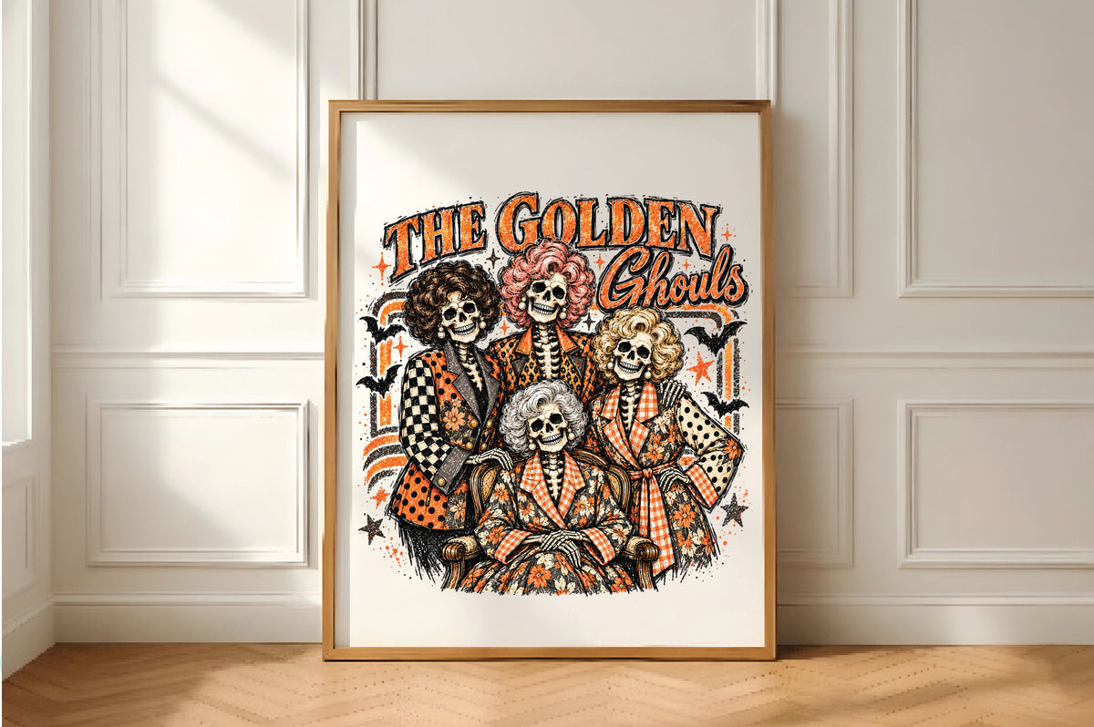 The Golden Ghouls Halloween Skeleton PNG