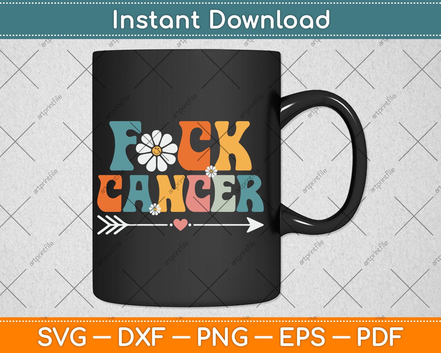 Groovy Fuck Cancer I Hate Cancer Breast Cancer Awareness Svg Digital Cutting File