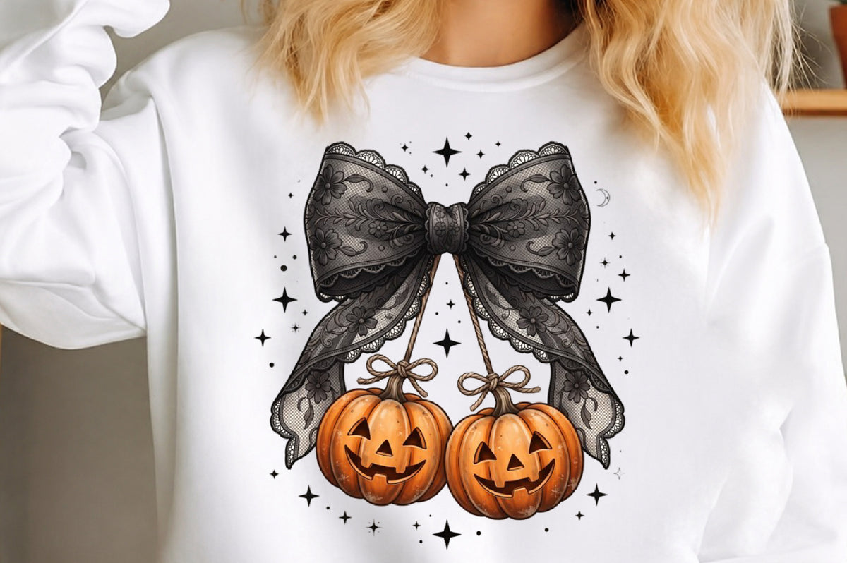 Halloween Bow and Pumpkin PNG
