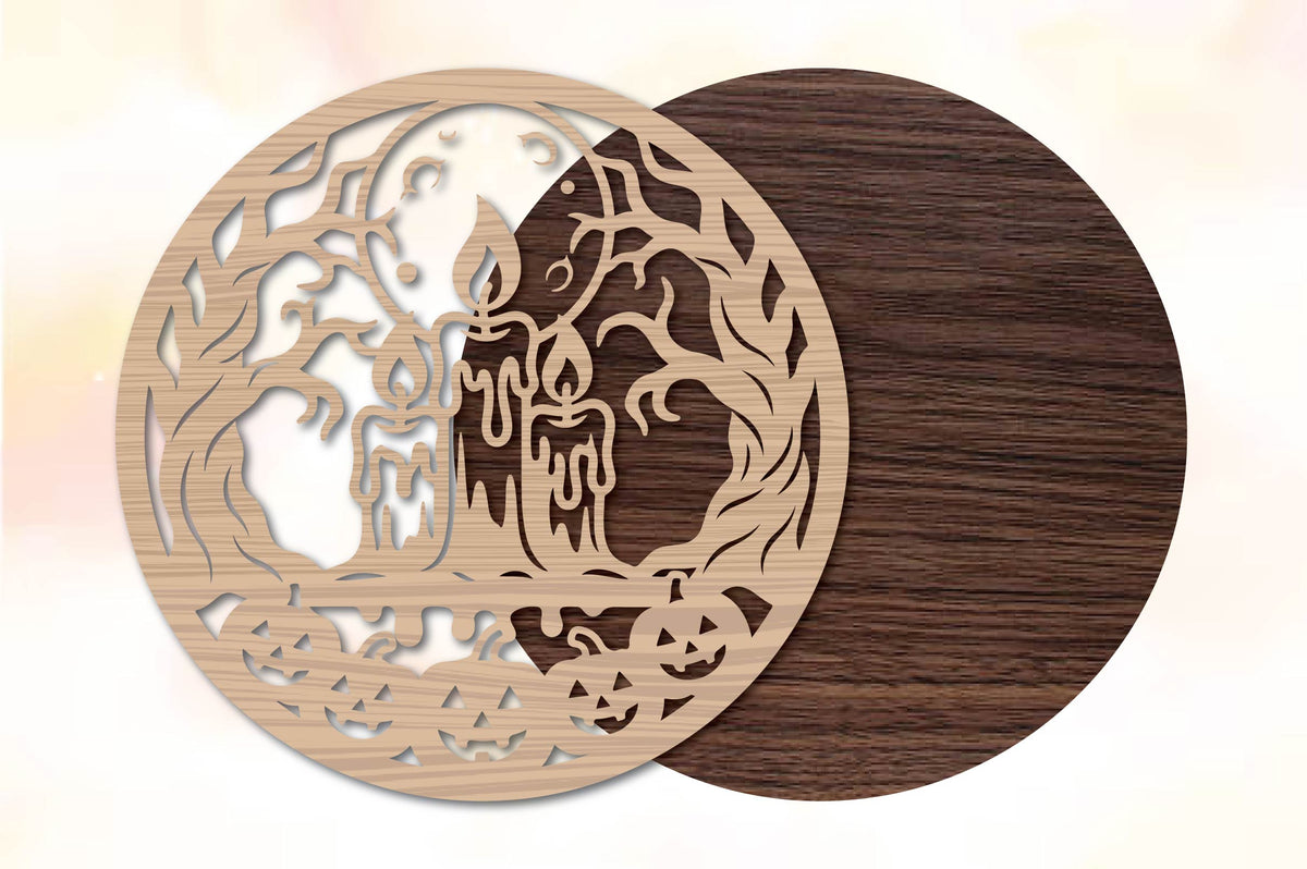 Halloween Candle Drip Moon Laser Cut SVG