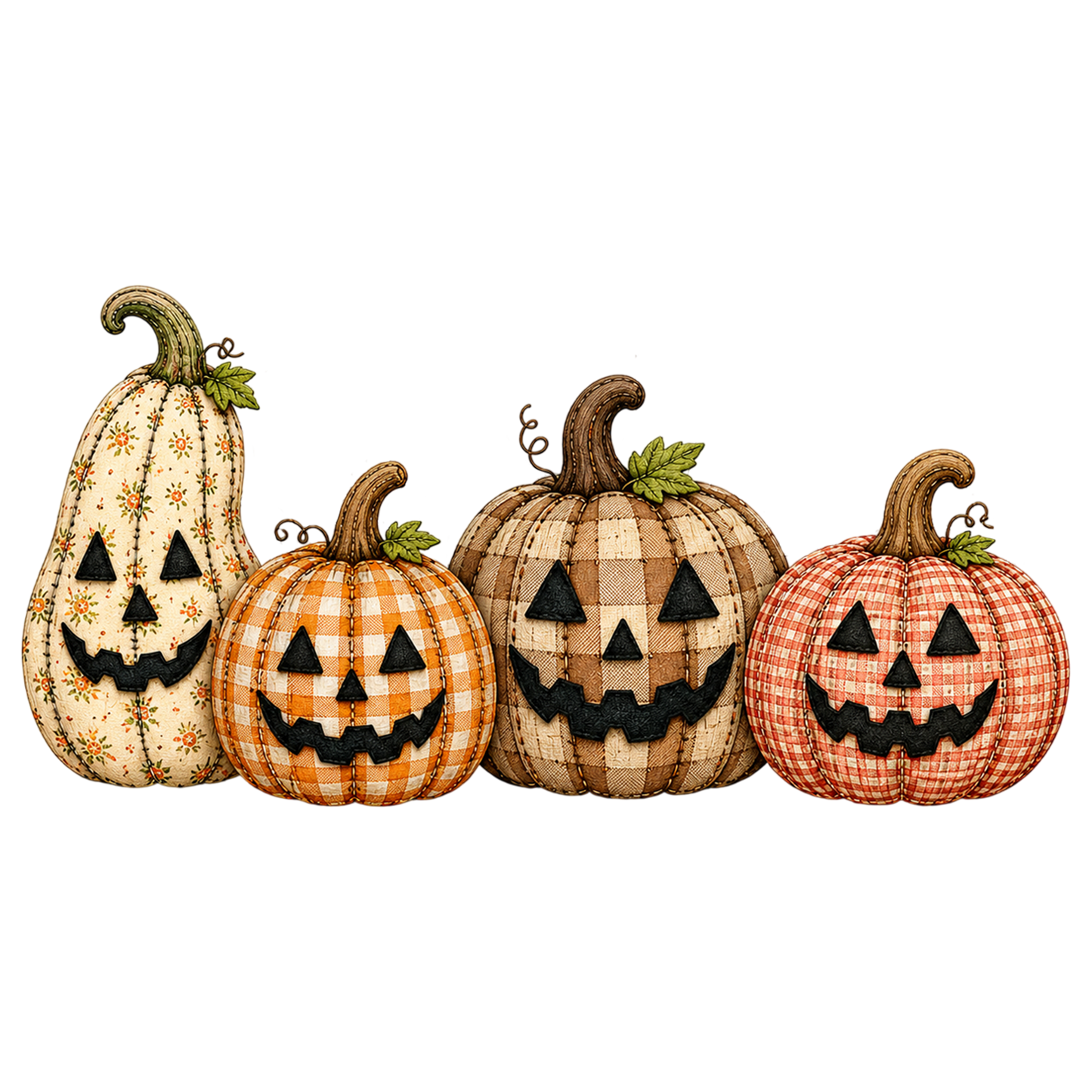 Halloween Fall Patchwork Pumpkin PNG