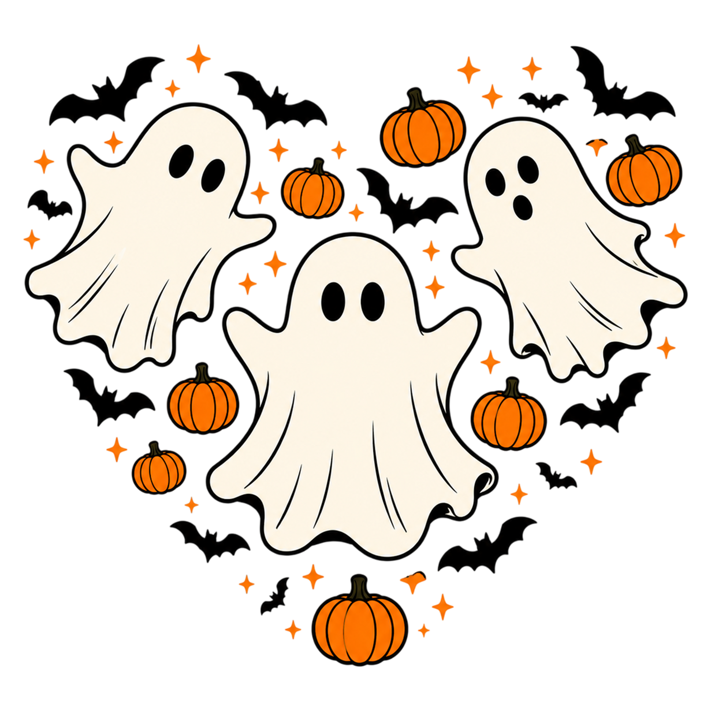 Halloween Ghost Pumpkin PNG | Cute Spooky Ghost Bat Pumpkin Clipart | Halloween Sublimation Design