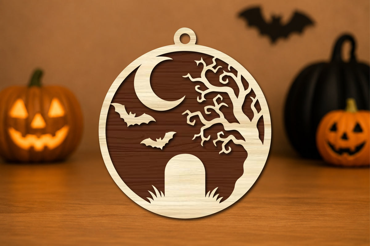 Halloween Graveyard Ornament Laser Cut SVG