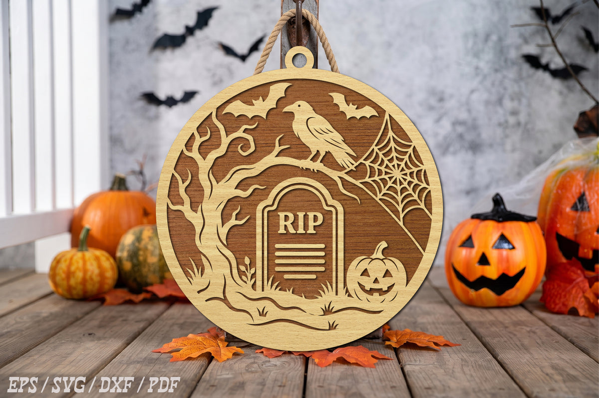 Halloween Graveyard Ornament SVG