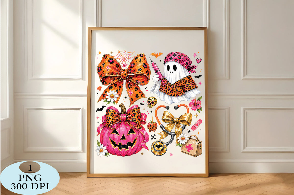 Halloween Nurse Ghost Bow PNG