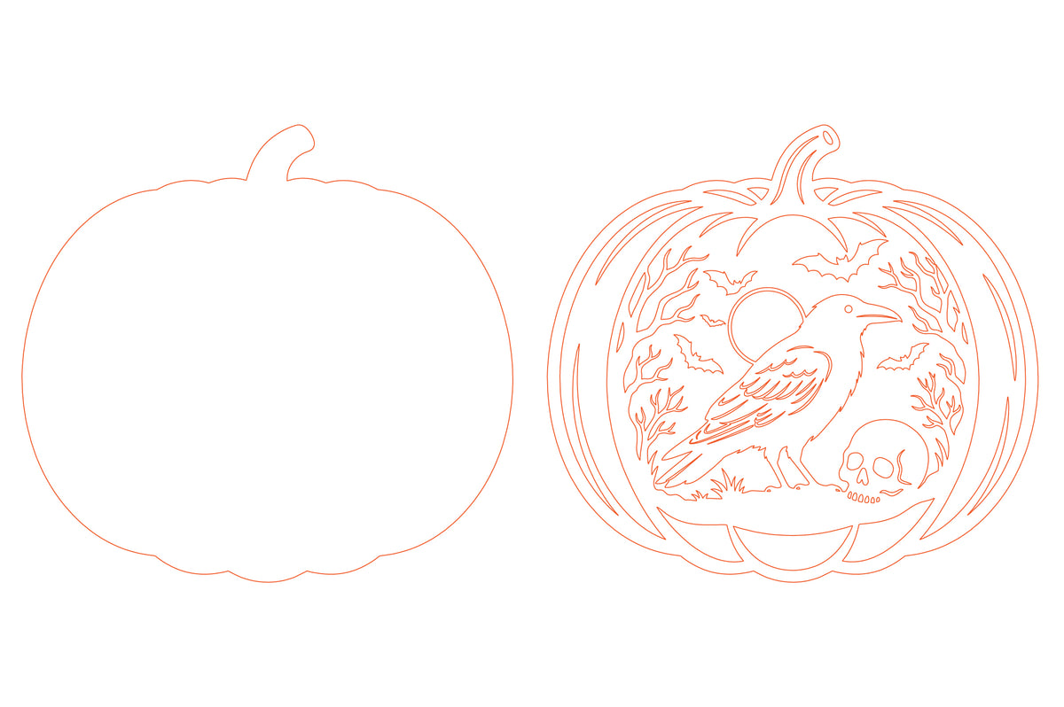 Halloween Pumpkin Crow Laser Cut SVG