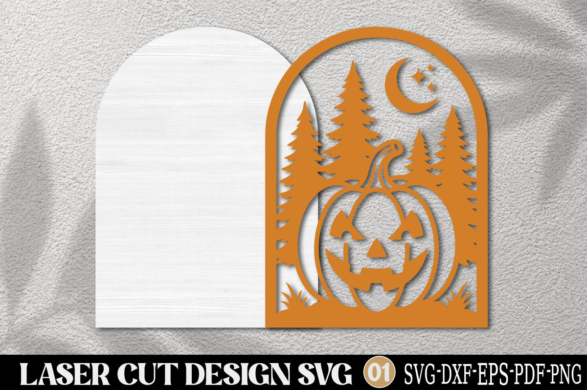 Halloween Pumpkin Forest Laser Cut SVG | Jack O Lantern Woodland Halloween Design