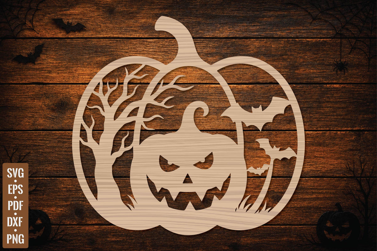 Halloween Pumpkin Scene Laser Cut SVG