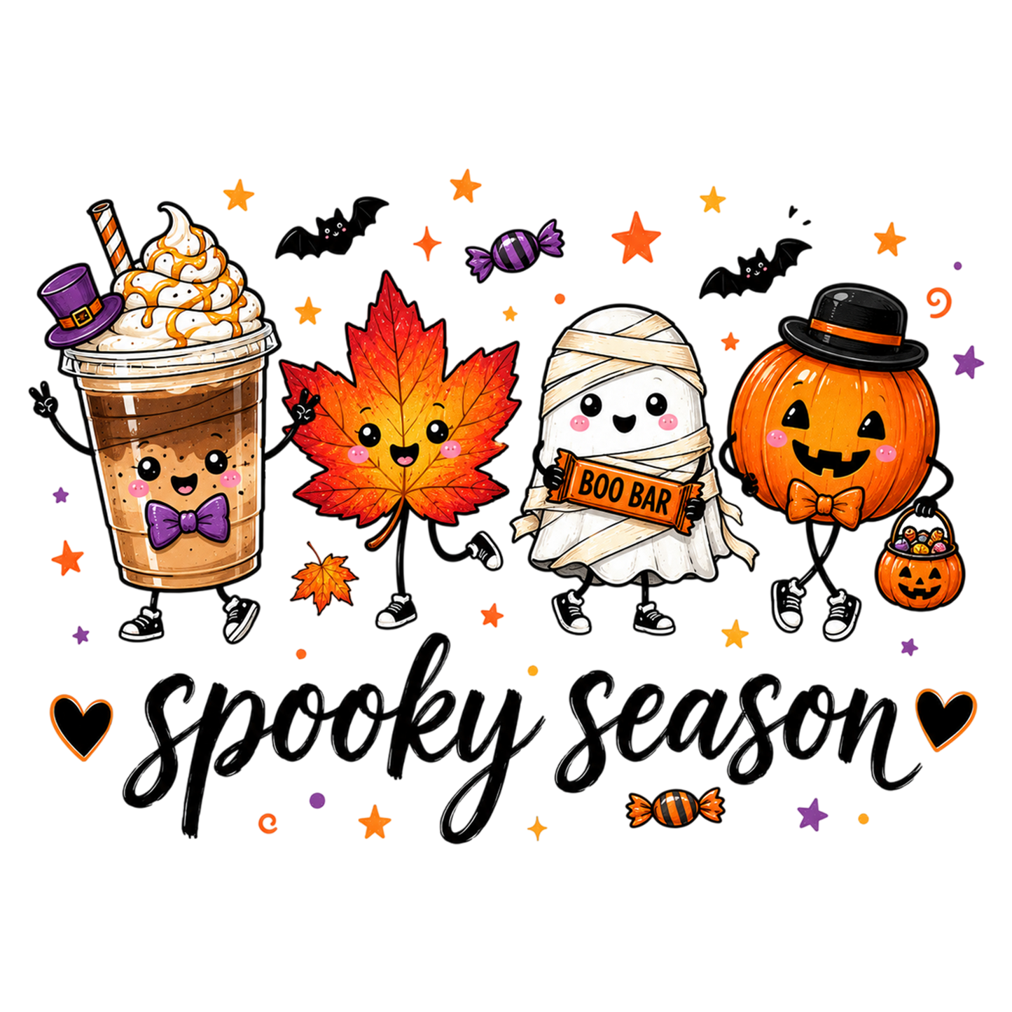 Halloween Spooky Season Characters PNG Cute Fall Sublimation
