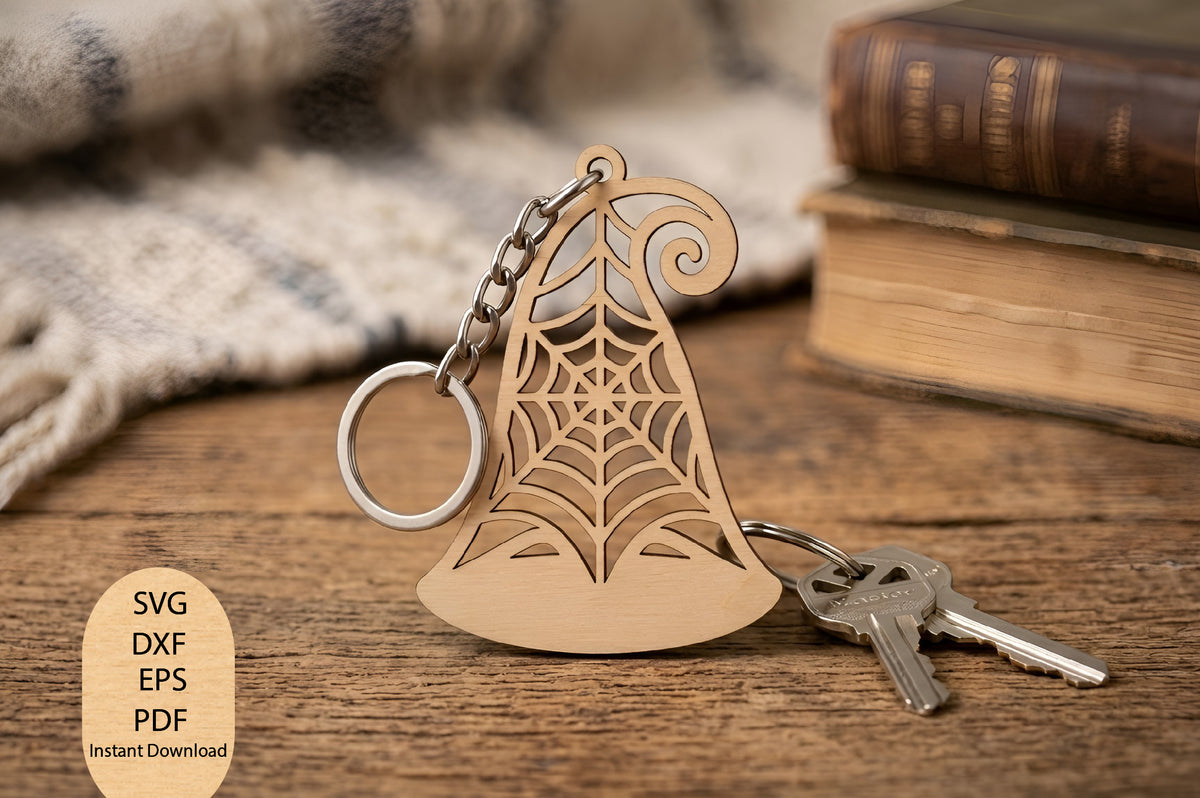 Halloween Tree Keychain Laser Cut SVG, Spooky Tree Keychain Cut File, Halloween Keychain SVG, Gothic Keychain Design