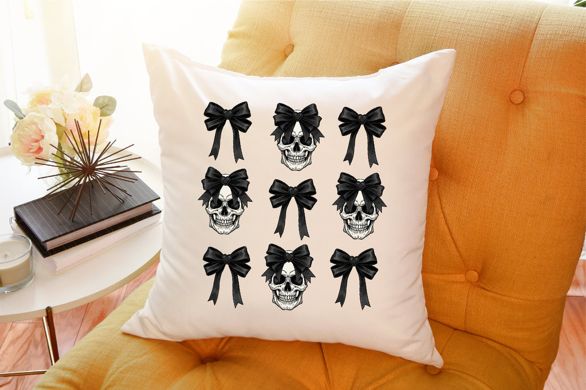 Black Gothic Bow Skull Clipart Halloween Spooky PNG Bundle