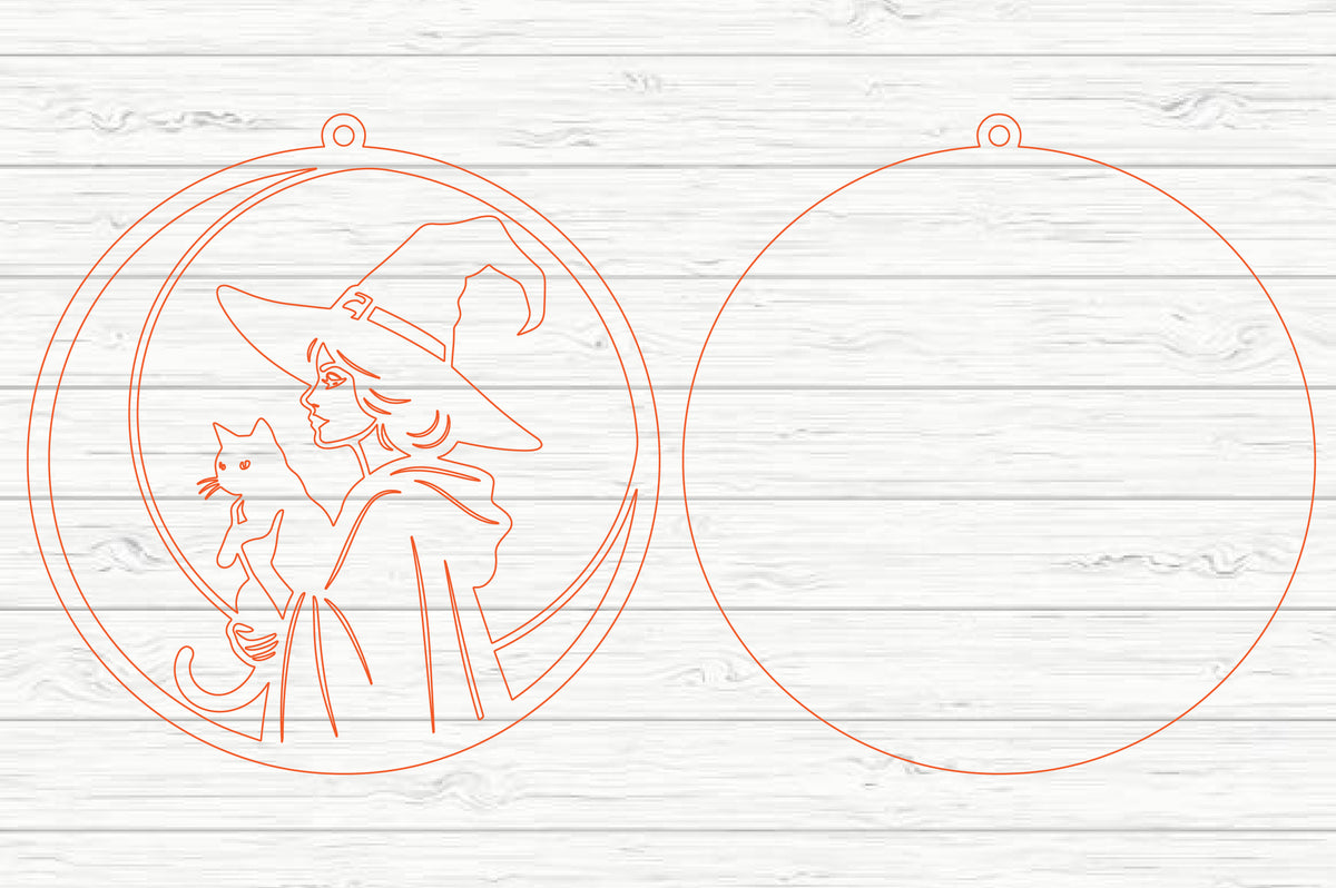Halloween Witch & Pumpkin SVG Laser Cut