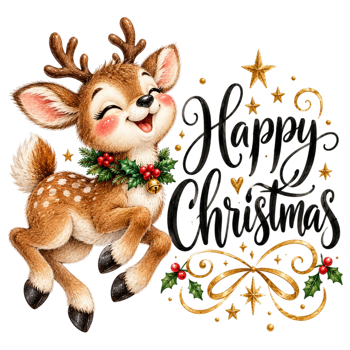 Happy Christmas Reindeer PNG