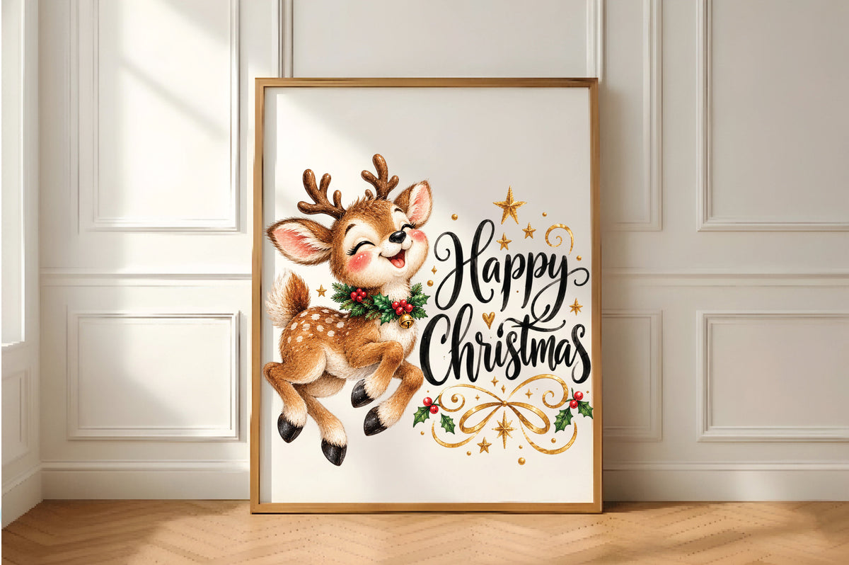 Happy Christmas Reindeer PNG
