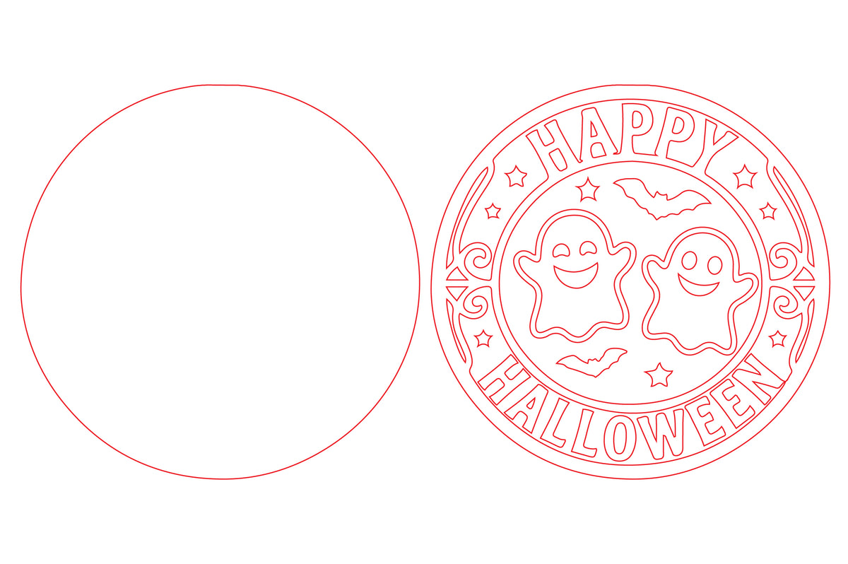 Happy Halloween Ghost Round Door Hanger SVG