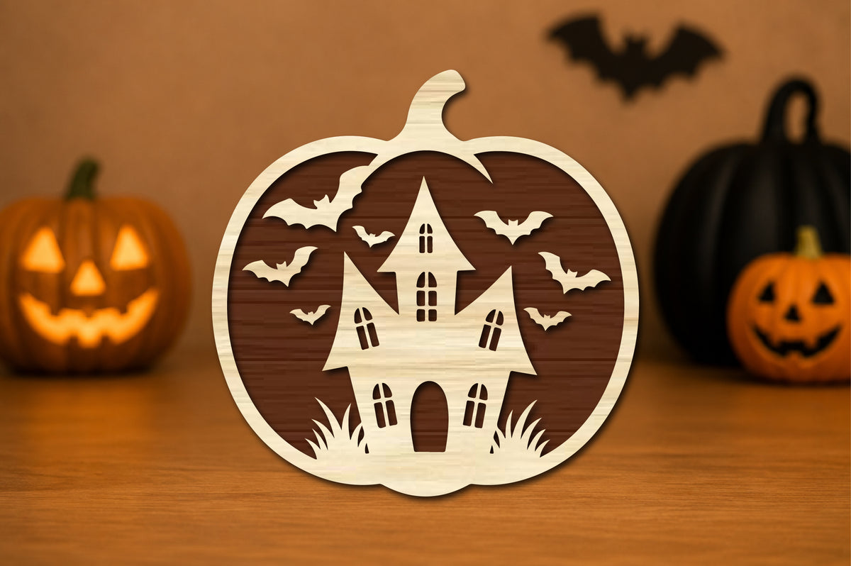 Haunted House Pumpkin Laser Cut SVG