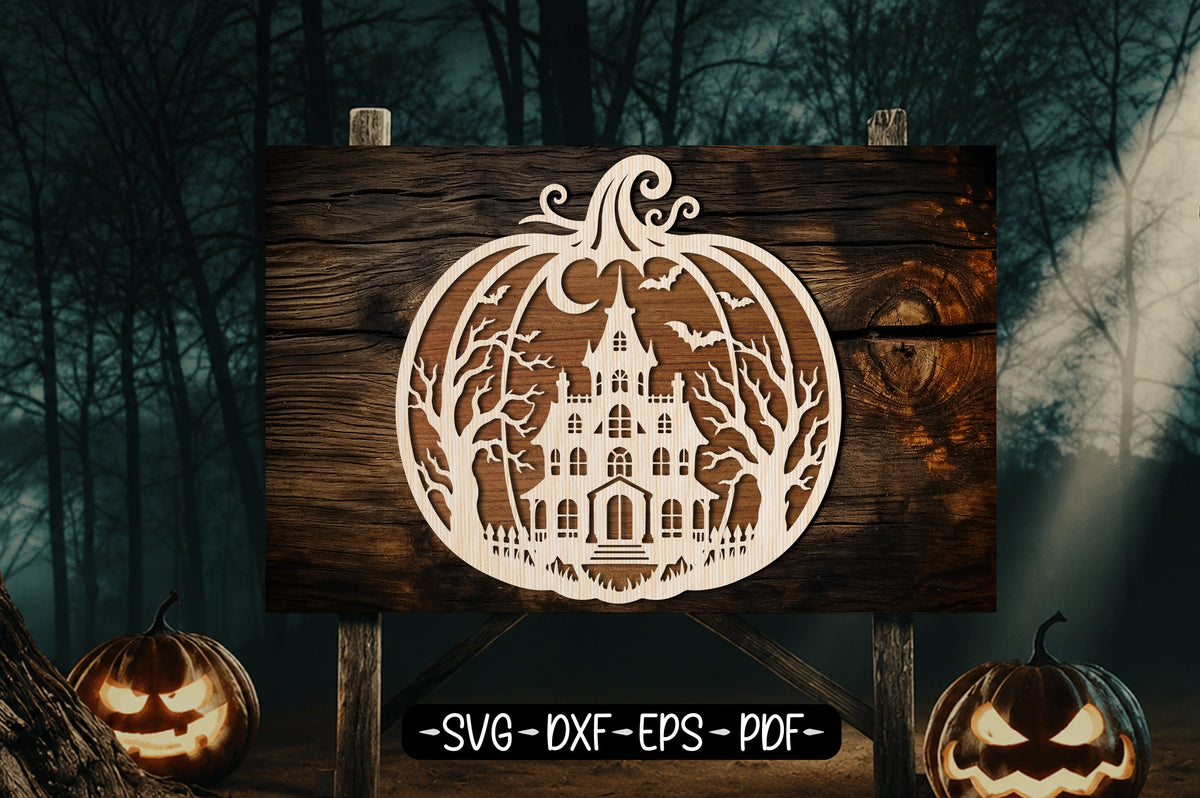 Haunted Mansion Pumpkin Halloween Laser Cut SVG Design