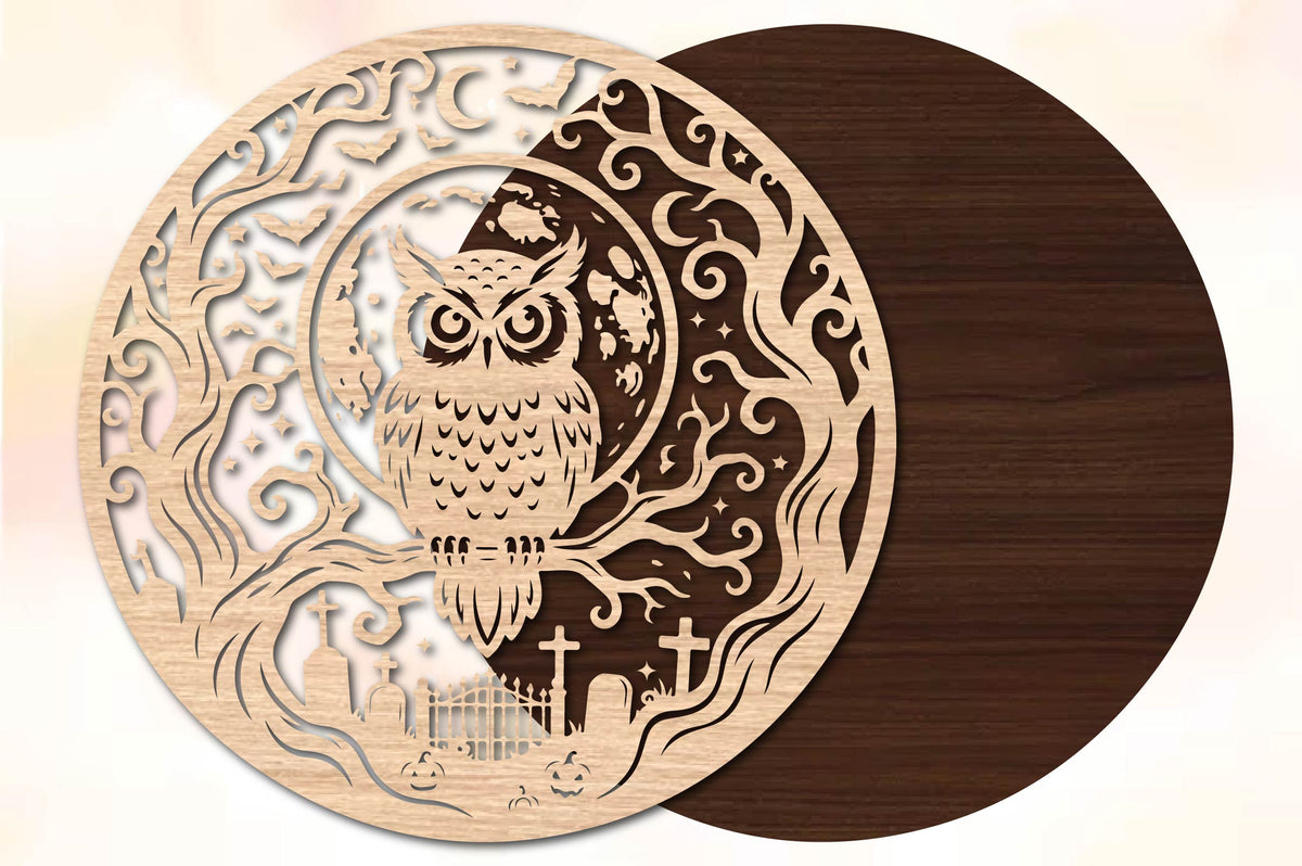 Haunted Owl Halloween Laser Cut SVG