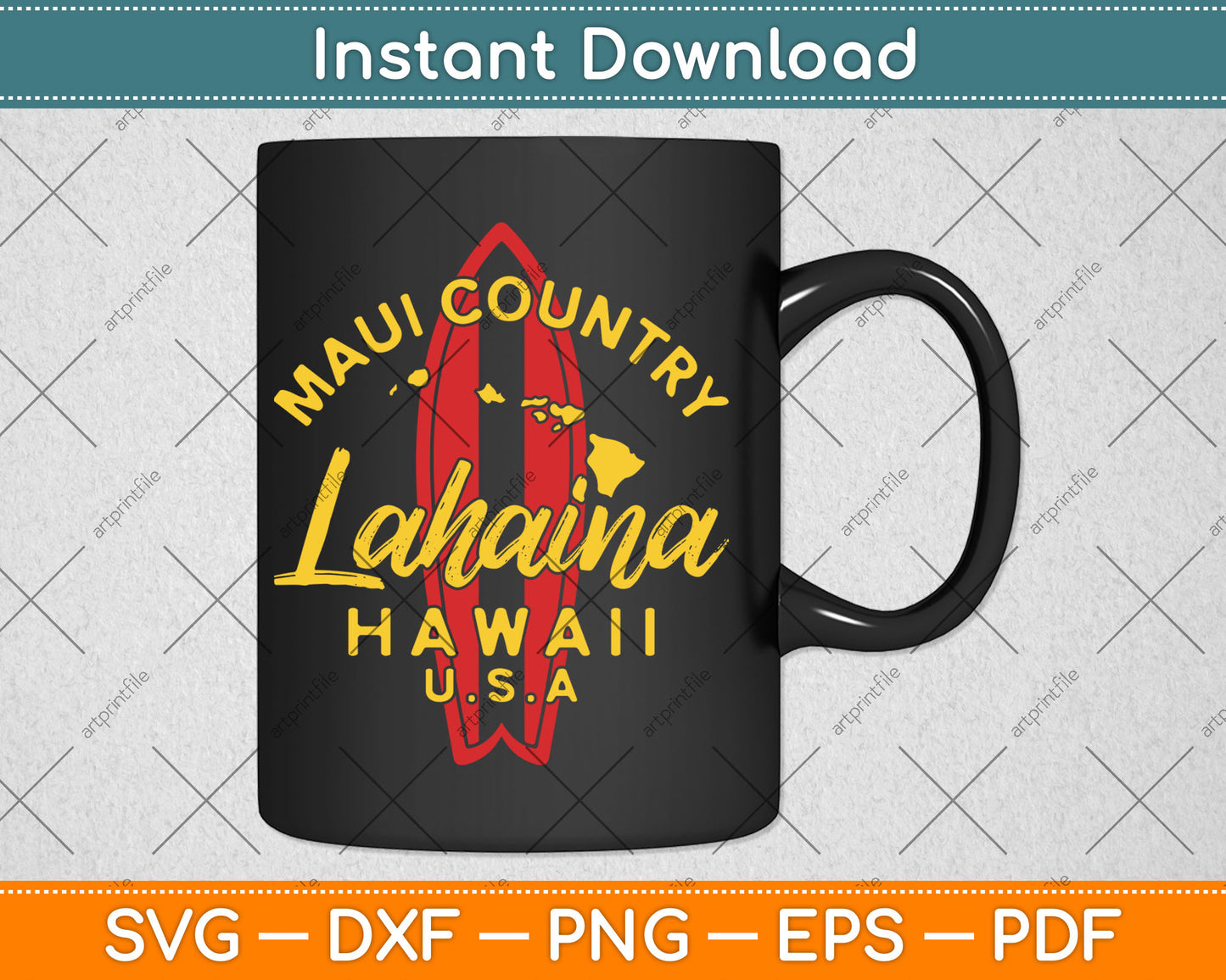 Hawaii Lahaina Maui Vintage Hawaiian Islands Surf Svg Digital Cutting File