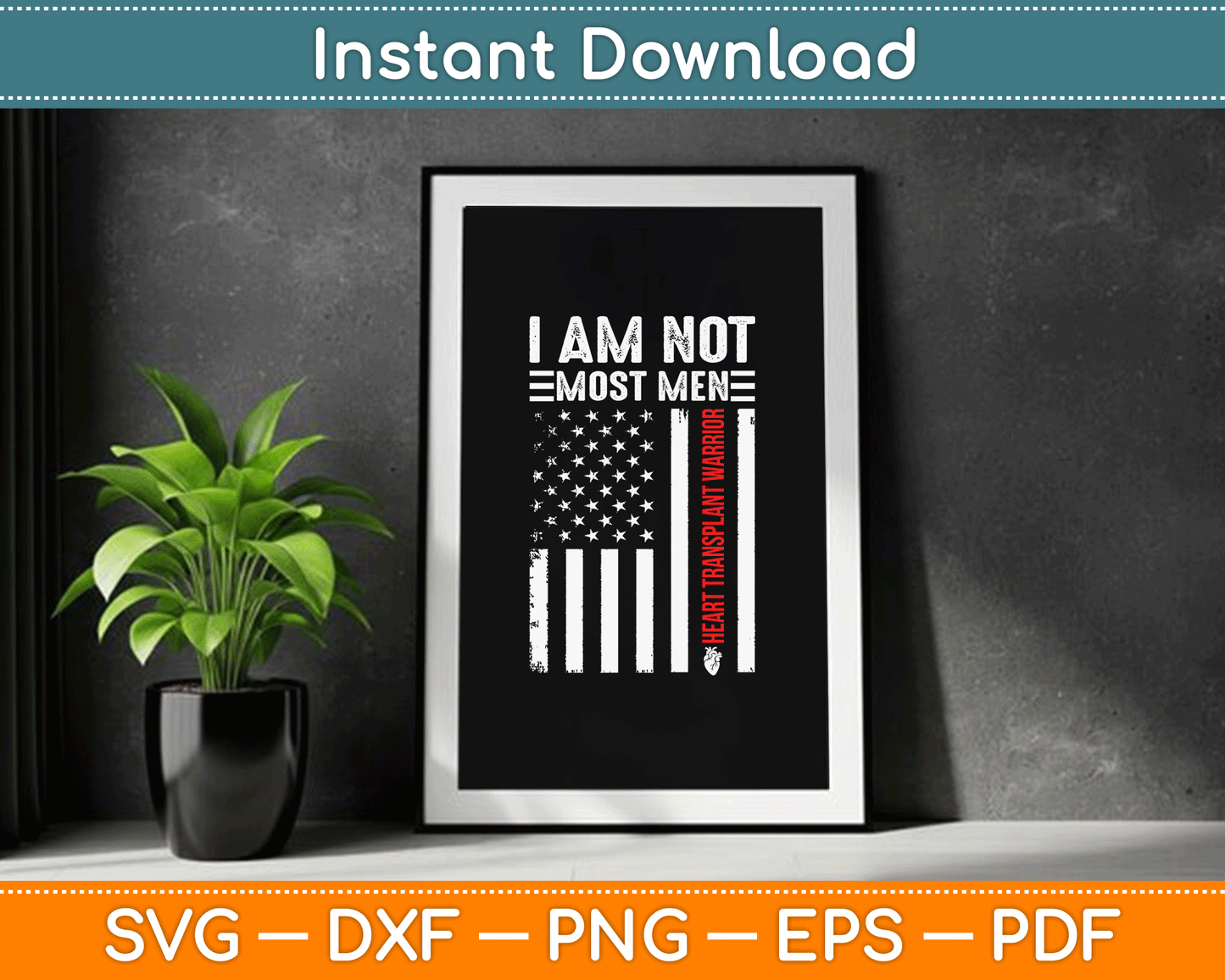 Heart Transplant Recipient America Surgery Survivor SVG Digital Cutting File