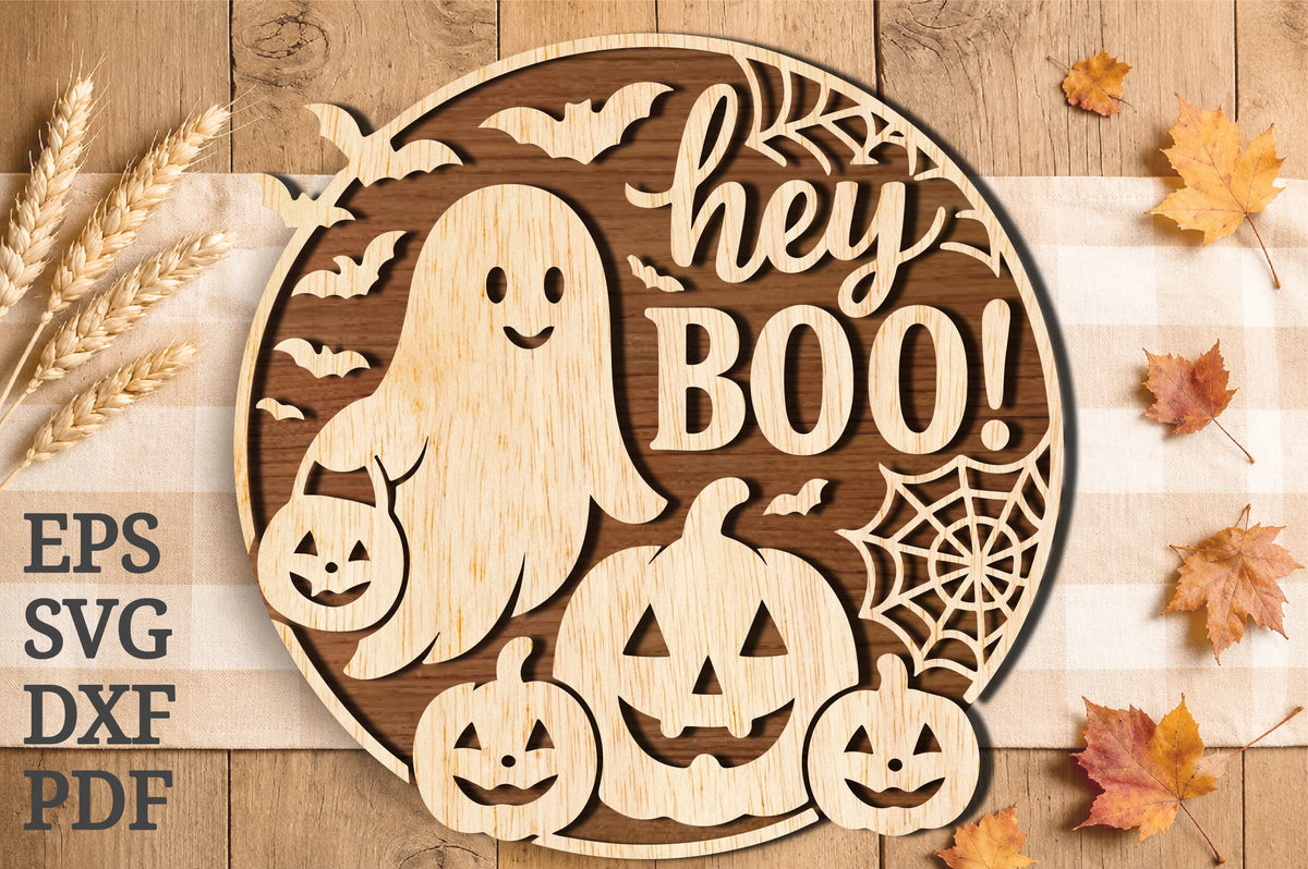 Hey Boo Ghost Pumpkin Halloween SVG